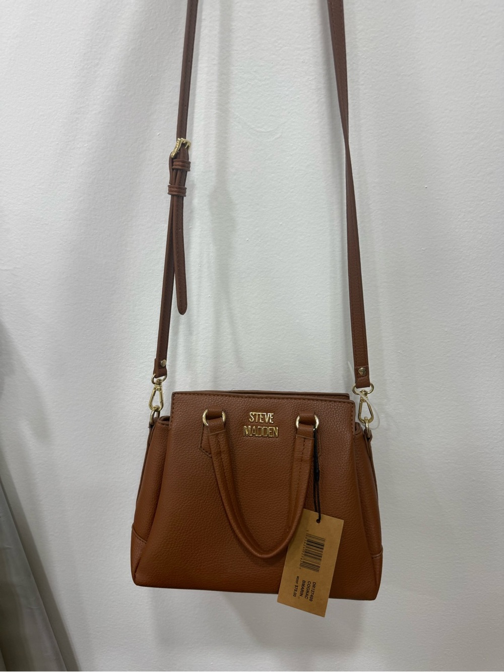 Steve Madden Brown Pebbled Leather Satchel with Detachable Strap BRAND NEW